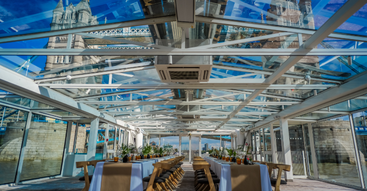 Party Yacht: A Glass Pavilion for Celebrations on the Thames